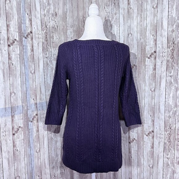 Women's New York & Company Sweater | Purple | 3/4 Sleeve | Round Neck | Small - Picture 4 of 13